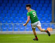 27 July 2019; Ethan Henry of Mayo celebrates after scoring his side's third goal of the game during the Electric Ireland GAA Football All-Ireland Minor Championship Quarter-Final match between Mayo and Dublin at Glennon Brothers Pearse Park in Longford. Photo by Seb Daly/Sportsfile
