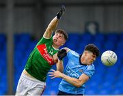 27 July 2019; Ray Walsh of Mayo in action against Oran Farrell of Dublin during the Electric Ireland GAA Football All-Ireland Minor Championship Quarter-Final match between Mayo and Dublin at Glennon Brothers Pearse Park in Longford. Photo by Seb Daly/Sportsfile