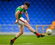 27 July 2019; Ethan Henry of Mayo shoots to score his side's third goal of the game during the Electric Ireland GAA Football All-Ireland Minor Championship Quarter-Final match between Mayo and Dublin at Glennon Brothers Pearse Park in Longford. Photo by Seb Daly/Sportsfile
