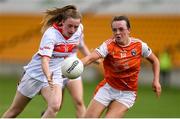 27 July 2019; Daire Kiely of Cork in action against Catherine Marley of Armagh during the TG4 All-Ireland Ladies Football Senior Championship Group 1 Round 3 match between Armagh and Cork at Bord Na Mona O'Connor Park in Tullamore, Offaly. Photo by Ben McShane/Sportsfile