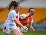 27 July 2019; Daire Kiely of Cork in action against Catherine Marley of Armagh during the TG4 All-Ireland Ladies Football Senior Championship Group 1 Round 3 match between Armagh and Cork at Bord Na Mona O'Connor Park in Tullamore, Offaly. Photo by Ben McShane/Sportsfile