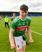 27 July 2019; Ray Walsh of Mayo celebrates following his side's victory during the Electric Ireland GAA Football All-Ireland Minor Championship Quarter-Final match between Mayo and Dublin at Glennon Brothers Pearse Park in Longford. Photo by Seb Daly/Sportsfile