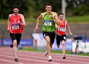 27 July 2019; Stephen Gaffney of Rathfarnham W.S.A.F. A.C., Co. Dublin, on his way to winning his Men's 200m heat during day one of the Irish Life Health National Senior Track & Field Championships at Morton Stadium in Santry, Dublin. Photo by Sam Barnes/Sportsfile