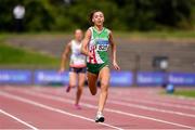 27 July 2019; Davicia Patterson of Beechmount Harriers A.C., Co. Antrim, on her way to winning her Women's 200m heat during day one of the Irish Life Health National Senior Track & Field Championships at Morton Stadium in Santry, Dublin. Photo by Sam Barnes/Sportsfile