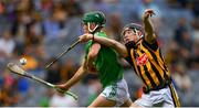 27 July 2019; Patrick Kirby of Limerick in action against Pierce Blanchfield of Kilkenny during the Electric Ireland GAA Hurling All-Ireland Minor Championship Semi-Final match between Kilkenny and Limerick at Croke Park in Dublin. Photo by Piaras Ó Mídheach/Sportsfile