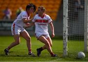 27 July 2019; Libby Coppinger, right, of Cork celebrates after scoring her side's third goal with team-mate Ciara O'Sullivan during the TG4 All-Ireland Ladies Football Senior Championship Group 1 Round 3 match between Armagh and Cork at Bord Na Mona O'Connor Park in Tullamore, Offaly. Photo by Ben McShane/Sportsfile