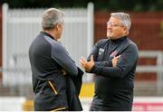 27 July 2019; Dundalk first team coach John Gill in conversation with St Patrick's Athletic manager Harry Kenny ahead of the SSE Airtricity League Premier Division match between St Patrick's Athletic and Dundalk at Richmond Park in Dublin. Photo by Michael P Ryan/Sportsfile
