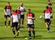 27 July 2019; Dundalk players during the warm up ahead of the SSE Airtricity League Premier Division match between St Patrick's Athletic and Dundalk at Richmond Park in Dublin. Photo by Michael P Ryan/Sportsfile