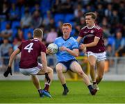27 July 2019; Seán Lambe of Dublin in action against Eoin McFadden, left, and Rory Cunningham of Galway during the EirGrid GAA Football All-Ireland U20 Championship Semi-Final match between Galway and Dublin at Glennon Brothers Pearse Park in Longford. Photo by Seb Daly/Sportsfile