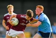 27 July 2019; Rory Cunningham of Galway in action against Seán Lambe of Dublin during the EirGrid GAA Football All-Ireland U20 Championship Semi-Final match between Galway and Dublin at Glennon Brothers Pearse Park in Longford. Photo by Seb Daly/Sportsfile