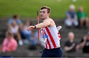 27 July 2019; Shane Aston of Trim A.C., Co. Meath, competing in the Men's Javelin during day one of the Irish Life Health National Senior Track & Field Championships at Morton Stadium in Santry, Dublin. Photo by Sam Barnes/Sportsfile