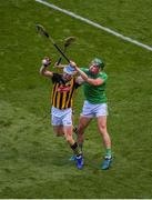 27 July 2019; TJ Reid of Kilkenny in action against Sean Finn of Limerick during the GAA Hurling All-Ireland Senior Championship Semi-Final match between Kilkenny and Limerick at Croke Park in Dublin. Photo by Daire Brennan/Sportsfile