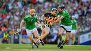 27 July 2019; Richie Hogan of Kilkenny is tackled by Richie English, left, and Diarmaid Byrnes of Limerick during the GAA Hurling All-Ireland Senior Championship Semi-Final match between Kilkenny and Limerick at Croke Park in Dublin. Photo by Ray McManus/Sportsfile