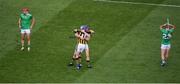 27 July 2019; TJ Reid, left, and Walter Walsh of Kilkenny celebrate after the GAA Hurling All-Ireland Senior Championship Semi-Final match between Kilkenny and Limerick at Croke Park in Dublin. Photo by Daire Brennan/Sportsfile