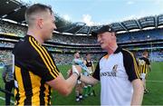 27 July 2019; Kilkenny manager Brian Cody with Walter Walsh after the GAA Hurling All-Ireland Senior Championship Semi-Final match between Kilkenny and Limerick at Croke Park in Dublin. Photo by Piaras Ó Mídheach/Sportsfile