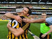 27 July 2019; Joey Holden, wearing 32,  is congratulated by Colin Fennelly of Kilkenny after the GAA Hurling All-Ireland Senior Championship Semi-Final match between Kilkenny and Limerick at Croke Park in Dublin. Photo by Ray McManus/Sportsfile