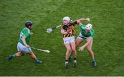 27 July 2019; Conor Browne of Kilkenny in action against Peter Casey, left, and Kyle Hayes of Limerick during the GAA Hurling All-Ireland Senior Championship Semi-Final match between Kilkenny and Limerick at Croke Park in Dublin. Photo by Daire Brennan/Sportsfile