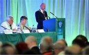 27 July 2019; Wayne Harding, Chairman, Meath County Council, speaking during the FAI AGM at Knightsbrook Hotel in Trim, Meath. Photo by Brendan Moran/Sportsfile