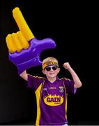 28 July 2019; Wexford supporter Harry Curtis, aged 7, from Wexford town, ahead of the GAA Hurling All-Ireland Senior Championship Semi Final match between Wexford and Tipperary at Croke Park in Dublin. Photo by Daire Brennan/Sportsfile