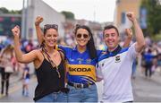 28 July 2019; Tipperary supporters, left to right, Emma Harte, Sinead Fitzgerald, and Conor Burke, from Golden, Co Tipperary, ahead of the GAA Hurling All-Ireland Senior Championship Semi Final match between Wexford and Tipperary at Croke Park in Dublin. Photo by Daire Brennan/Sportsfile
