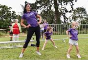28 July 2019; Marian Heffernan leads a warm up with her daughters Tara and Regan during the Athletics Ireland Festival of Running at Morton Stadium in Santry, Dublin. Photo by Sam Barnes/Sportsfile
