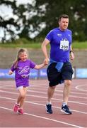 28 July 2019; Charlie Fitzgerald and Caoimhe Fitzgerald competing in the 3km Family Run during the Athletics Ireland Festival of Running at Morton Stadium in Santry, Dublin. Photo by Sam Barnes/Sportsfile