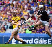 28 July 2019; Michael Egan of Galway saves a shot from David Cantwell of Wexford during the Electric Ireland GAA Hurling All-Ireland Minor Championship Semi-Final match between Wexford and Galway at Croke Park in Dublin. Photo by Brendan Moran/Sportsfile