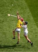 28 July 2019; Kyle Scallan of Wexford in action against Seán O'Hanlon of Galway during the Electric Ireland GAA Hurling All-Ireland Minor Championship Semi-Final match between Wexford and Galway at Croke Park in Dublin. Photo by Daire Brennan/Sportsfile
