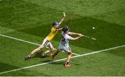 28 July 2019; Paddy Cummins of Galway in action against Dylan Whelan of Wexford during the Electric Ireland GAA Hurling All-Ireland Minor Championship Semi-Final match between Wexford and Galway at Croke Park in Dublin. Photo by Daire Brennan/Sportsfile