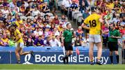 28 July 2019; Cian Molloy of Wexford is shown a red card by referee Colm Cunning during the Electric Ireland GAA Hurling All-Ireland Minor Championship Semi-Final match between Wexford and Galway at Croke Park in Dublin. Photo by Brendan Moran/Sportsfile