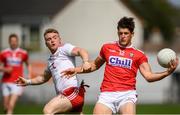 28 July 2019; Colm O'Callaghan of Cork in action against Conall Devlin of Tyrone during the EirGrid GAA Football All-Ireland U20 Championship Semi-Final match between Cork and Tyrone at Bord Na Mona O'Connor Park in Tullamore, Offaly. Photo by David Fitzgerald/Sportsfile