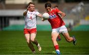 28 July 2019; Colm O'Callaghan of Cork in action against Conall Devlin of Tyrone during the EirGrid GAA Football All-Ireland U20 Championship Semi-Final match between Cork and Tyrone at Bord Na Mona O'Connor Park in Tullamore, Offaly. Photo by David Fitzgerald/Sportsfile