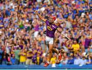 28 July 2019; Lee Chin of Wexford celebrates after scoring his side's second goal of the game during the GAA Hurling All-Ireland Senior Championship Semi Final match between Wexford and Tipperary at Croke Park in Dublin. Photo by Seb Daly/Sportsfile