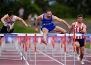 28 July 2019; Gerard O'Donnell of Carrick-on-Shannon A.C., Co. Leitrim, centre, on his way to winning the Men's 110m Hurdles during day two of the Irish Life Health National Senior Track & Field Championships at Morton Stadium in Santry, Dublin. Photo by Sam Barnes/Sportsfile