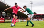 28 July 2019; Ronan Finn of Shamrock Rovers in action against Ronan Hurley of Cork City during the SSE Airtricity League Premier Division match between Cork City and Shamrock Rovers at Turners Cross in Cork. Photo by Ben McShane/Sportsfile