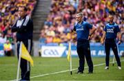 28 July 2019; Tipperary manager Liam Sheedy, centre, Tipperary selector Tommy Dunne, right, and Wexford manager Davy Fitzgerald during the GAA Hurling All-Ireland Senior Championship Semi Final match between Wexford and Tipperary at Croke Park in Dublin. Photo by Ramsey Cardy/Sportsfile