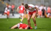 28 July 2019; Michael Conroy of Tyrone and Maurice Shanley of Cork during the EirGrid GAA Football All-Ireland U20 Championship Semi-Final match between Cork and Tyrone at Bord Na Mona O'Connor Park in Tullamore, Offaly. Photo by David Fitzgerald/Sportsfile