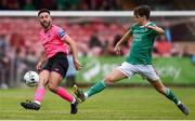 28 July 2019; Roberto Lopes of Shamrock Rovers in action against Darragh Crowley of Cork City during the SSE Airtricity League Premier Division match between Cork City and Shamrock Rovers at Turners Cross in Cork. Photo by Ben McShane/Sportsfile