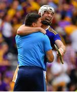 28 July 2019; Brendan Maher, right, of Tipperary, celebrates after the GAA Hurling All-Ireland Senior Championship Semi Final match between Wexford and Tipperary at Croke Park in Dublin. Photo by Brendan Moran/Sportsfile