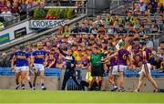 28 July 2019; Wexford manager Davy Fitzgerald reacts after a line ball was given in Tipperary's favour during the GAA Hurling All-Ireland Senior Championship Semi Final match between Wexford and Tipperary at Croke Park in Dublin. Photo by Ray McManus/Sportsfile