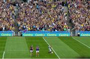28 July 2019; Wexford goalkeeper Mark Fanning celebrates a goal during the GAA Hurling All-Ireland Senior Championship Semi Final match between Wexford and Tipperary at Croke Park in Dublin. Photo by Ramsey Cardy/Sportsfile