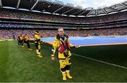 28 July 2019; RNLI volunteer lifeboat crew from stations across Ireland unfurl giant water safety flags on the pitch of Croke Park before the All-Ireland Senior Hurling semi-final match between Wexford and Tipperary at Croke Park in Dublin. The activity was part of the RNLI’s partnership with the GAA to prevent drownings and share water safety advice. Photo by Ramsey Cardy/Sportsfile