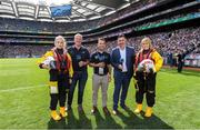 28 July 2019; RNLI volunteer lifeboat crew from stations across Ireland unfurl giant water safety flags on the pitch of Croke Park before the All-Ireland Senior Hurling semi-final match between Wexford and Tipperary at Croke Park in Dublin. The activity was part of the RNLI’s partnership with the GAA to prevent drownings and share water safety advice. Photo by Ramsey Cardy/Sportsfile