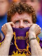 28 July 2019; A Wexford supporter watches the closing moments of the GAA Hurling All-Ireland Senior Championship Semi Final match between Wexford and Tipperary at Croke Park in Dublin. Photo by Brendan Moran/Sportsfile