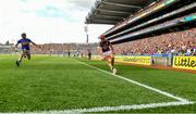 28 July 2019; Paul Morris of Wexford keeps the sliotar in play before going on to score a point during the GAA Hurling All-Ireland Senior Championship Semi Final match between Wexford and Tipperary at Croke Park in Dublin. Photo by Brendan Moran/Sportsfile