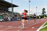 28 July 2019; Ciara Mageean of U.C.D. A.C., Co. Dublin, crosses the line to win the Women's 1500m during day two of the Irish Life Health National Senior Track & Field Championships at Morton Stadium in Santry, Dublin. Photo by Sam Barnes/Sportsfile