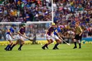 28 July 2019; Referee Bryan McGann, Lisaniskey NS, Donamo, Co Roscommon, starts the INTO Cumann na mBunscol GAA Respect Exhibition Go Games at the GAA Hurling All-Ireland Senior Championship Semi Final match between Wexford and Tipperary at Croke Park in Dublin. Photo by Ray McManus/Sportsfile