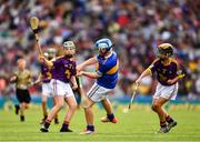 28 July 2019; /tb2 and Shane Reddy, Rathnure NS, Enniscorthy , Wexford, representing Wexford, and 8, James Cully, Kildalkey NS, Kildalkey, Meath, representing Wexford, during the INTO Cumann na mBunscol GAA Respect Exhibition Go Games at the GAA Hurling All-Ireland Senior Championship Semi Final match between Wexford and Tipperary at Croke Park in Dublin. Photo by Ray McManus/Sportsfile