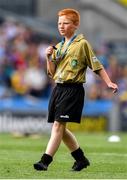 28 July 2019; Referee Bryan McGann, Lisaniskey NS, Donamon, during the INTO Cumann na mBunscol GAA Respect Exhibition Go Games at the GAA Hurling All-Ireland Senior Championship Semi Final match between Wexford and Tipperary at Croke Park in Dublin. Photo by Brendan Moran/Sportsfile