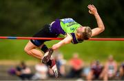 28 July 2019; Jordan Lee of Killarney Valley A.C., Co. Kerry, competing in the Men's High Jump during day two of the Irish Life Health National Senior Track & Field Championships at Morton Stadium in Santry, Dublin. Photo by Harry Murphy/Sportsfile